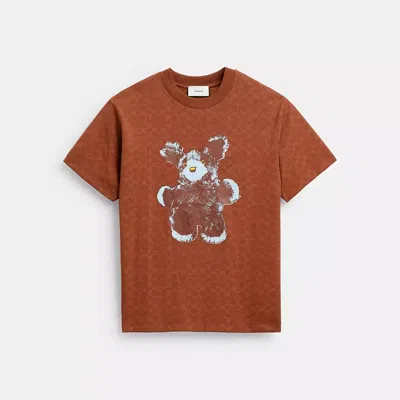 Coach Hare Graphic Signature Relaxed T Shirt In Burgundy