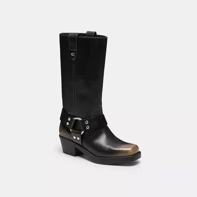 Coach Harness Boot In Loved Leather In Black