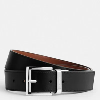 Coach Harness Buckle Cut-to-size Reversible Leather Belt In ["black"]