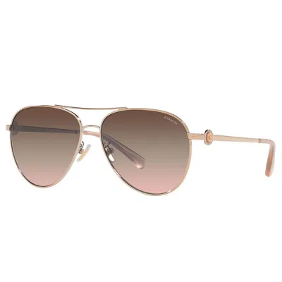 Coach Hc 7128 9331u8 58mm Womens Pilot Sunglasses In Gold