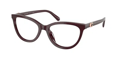 Coach Hc6304u 5970 Women's Glasses Red Size 53 - Free Lenses - Blue Light Block Available In Transparent Dark Cherry Red