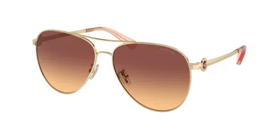 Coach Hc7128 C6178 900578 Women's Sunglasses Gold Size 58