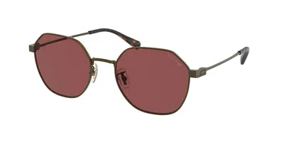 Coach Hc7155 Cl915 933375 Men's Sunglasses Gold Size 54 In Burgundy