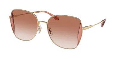 Coach Hc7158d Cl906 Asian Fit 900513 Women's Sunglasses Gold Size 58 In Brown