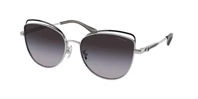 Coach Hc7162 Cr621 90018g Women's Sunglasses Silver Size 57