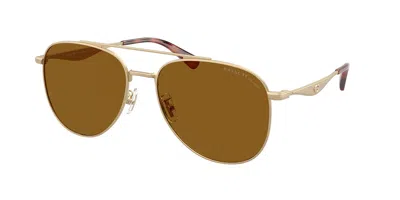Coach Hc7190 Cdp40 Polarized 900583 Men's Sunglasses Gold Size 58 In Brown