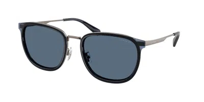 Coach Hc7195 Cfu13 947380 Men's Sunglasses Blue Size 56 In Satin Gunmetal,blue