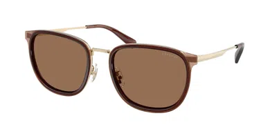 Coach Hc7195 Cfu13 947473 Men's Sunglasses Brown Size 56 In Satin Light Gold,brown