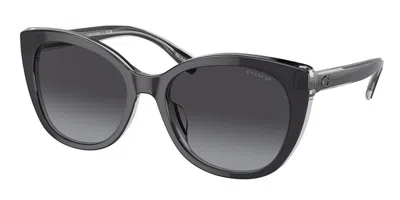 Coach Hc8365u Ch566 Asian Fit 57458g Women's Sunglasses Grey Size 55 In Gray