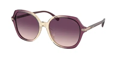Coach Hc8377u Cl925 57737w Women's Sunglasses Yellow Size 55 In Purple
