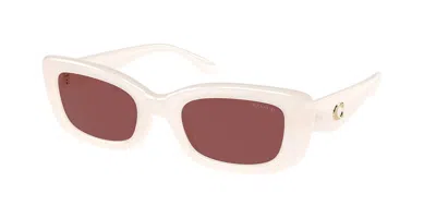 Coach Pomace Red Rectangular Ladies Sunglasses Hc8390u 580575 51 In White