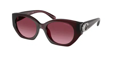 Coach Hc8407u Cw194 53938h Women's Sunglasses Burgundy Size 52 In Brown