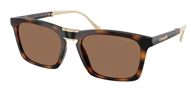 Coach Hc8455 Cdp54 512013 Men's Sunglasses Tortoiseshell Size 56 In Brown