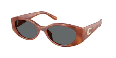 Coach Hc8462u Cfu06 Polarized 577481 Women's Sunglasses Tortoiseshell Size 54 In Caramel Tortoise