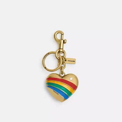 Coach Heart Bag Charm In Brass/multi