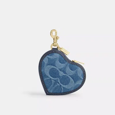 Coach Heart Bag Charm In Signature Denim In Blue