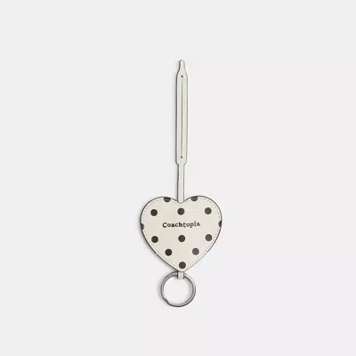 Coach Heart Bag Charm With Key Ring In Upcrafted Leather In Metallic