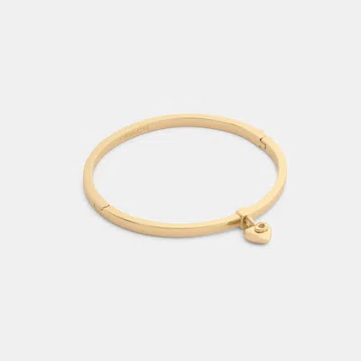 Coach Heart Charm Thin Hinged Bangle In Gold
