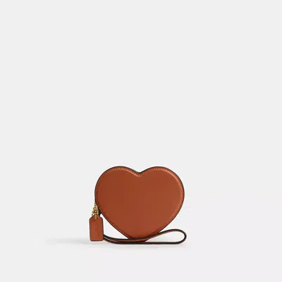 Coach Heart Coin Purse In Brass/burnished Amber