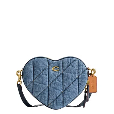 Coach Heart Crossbody Denim Bag In Purple