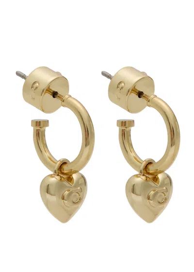 Coach Heart Hoop Earrings In Gold