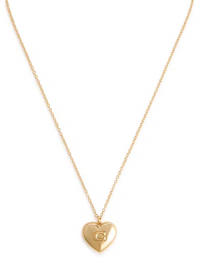 Coach Heart Logo Necklace In Gold
