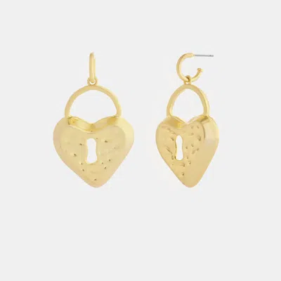 Coach Heart Padlock Earrings In Gold