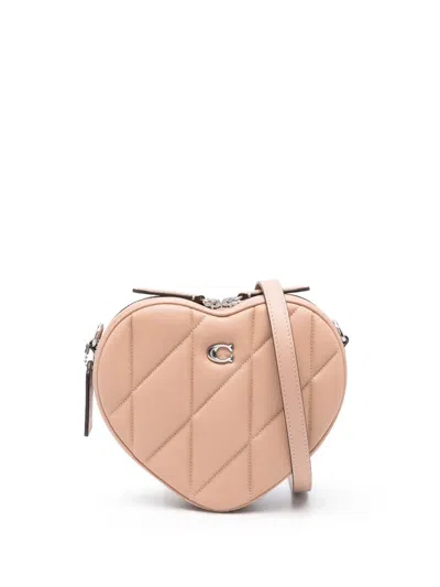 Coach Heart Quilted Cross Body Bag In Pink