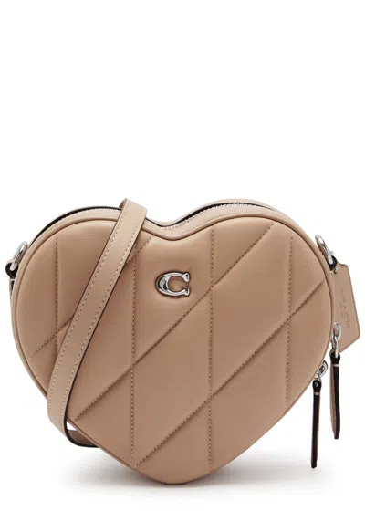 Coach Heart Quilted Leather Cross-body Bag In Beige