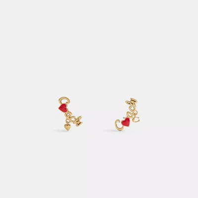 Coach Heart Script Crawler Earrings In Multi