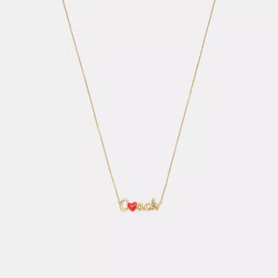 Coach Heart Script Pendant Necklace In Multi