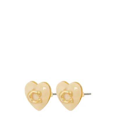 Coach Heart-shaped Earrings In Yellow