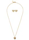 Coach Heart Stud Earrings And Necklace Set In Gold