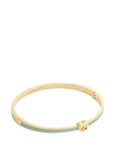 Coach Heart-motif Enamel Bangle In Gold