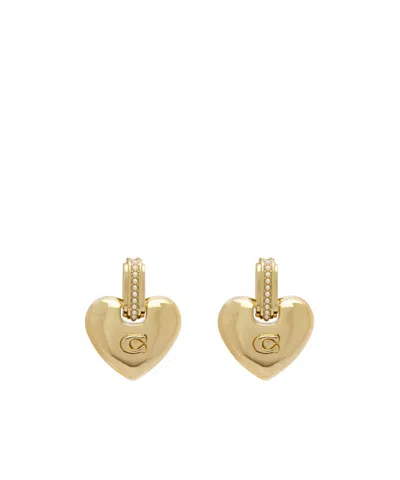 Coach Heart-shaped Earrings In Gold