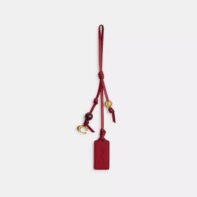Coach Heritage Bag Charm In Brass/ruby