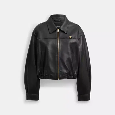 Coach Heritage C Cropped Blouson Jacket In Black
