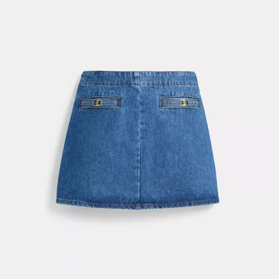 Coach Heritage C Denim Mini Skirt In Organic Cotton In Blue