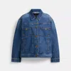 Coach Heritage C Denim Trucker Jacket In Organic Cotton In Blue