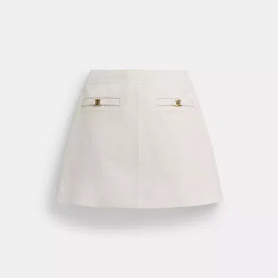 Coach Heritage C Leather Skirt In White