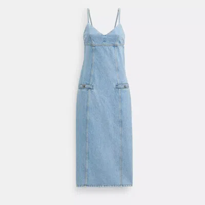 Coach Heritage C Long Denim Dress In Organic Cotton In Blue