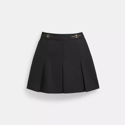 Coach Heritage C Pleated Mini Skirt In Black