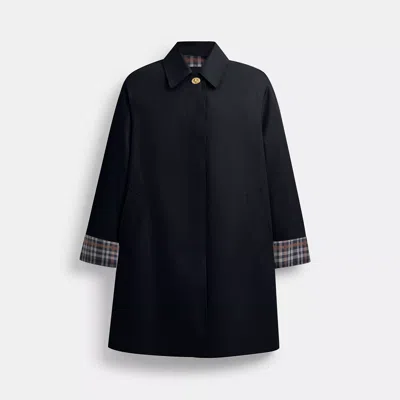 Coach Heritage Car Coat With Plaid Lining In Blue
