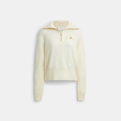 Coach Heritage Hardware Half Zip Top In Neutral