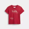 Coach Heritage Sketch Print 90 S T Shirt In Organic Cotton In Red