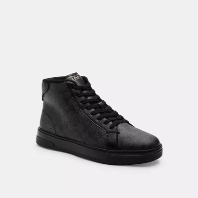 Coach High Line High Top Sneaker In Signature Canvas In Black
