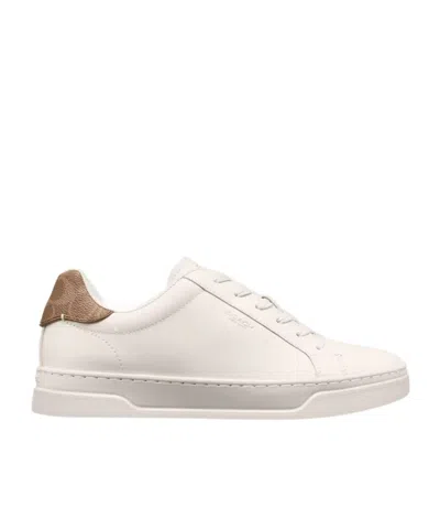 Coach High Line Lace Up Sneakers In White