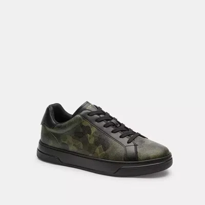 Coach High Line Sneaker In Signature Camo Print In Green/black