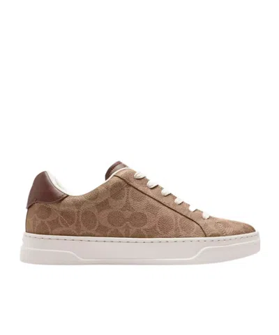 Coach High Line Sneaker In Signature Canvas In Brown Khaki