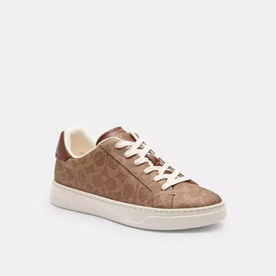 Coach High Line Sneaker In Signature Canvas In Brown Khaki